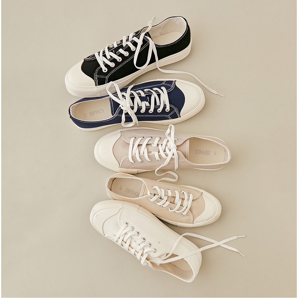 [SPAO] รองเท้าผ้าใบลําลอง ข้อสั้น สไตล์เกาหลี เรียบง่าย 5 สี สําหรับผู้ชาย และผู้หญิง; Korea Unisex Sneakers Simple Daily Basic Canvas Shoes Low _ 5 Colors_SPPGCA9A01