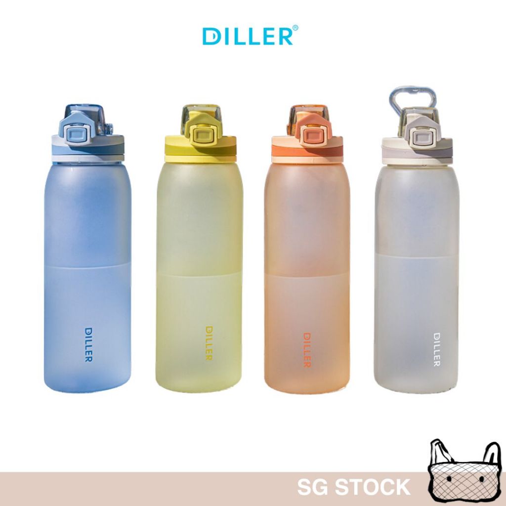 [SG] ขวดน้ํา Diller คุณภาพดี 900ML Tritan Matte Sports Water Bottle Handle Leakproof
