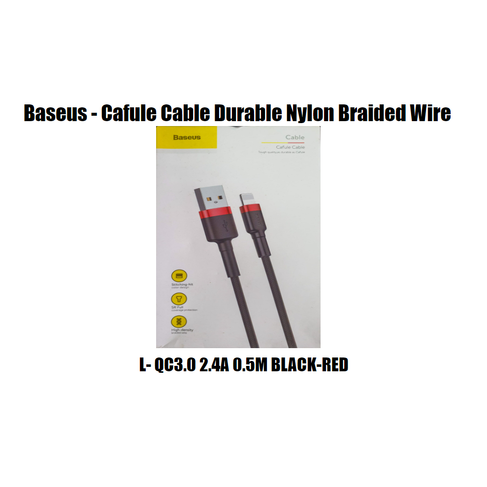 BASEUS CAFULE CABLE DURABLE NYLON CABLE USB /L-QC3.0 2.4A 0.5M