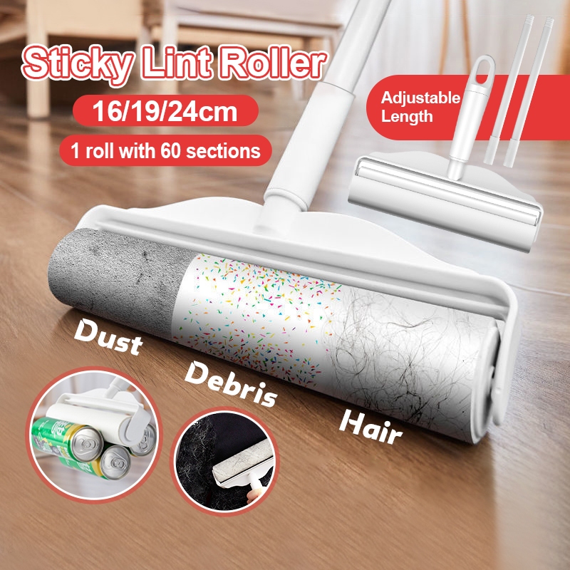 124 ซม.ที่ถอดออกได้ Sticky Lint Roller Mop สําหรับฝุ่นผมสัตว์เลี้ยง Fur Remover เสื้อผ้า Roller ผ้าท