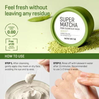 SOME BY MI Super Matcha Pore Clean Clay Mask [100g], ทำความสะอาดรูขุมขน, ปลอบประโลมผิว