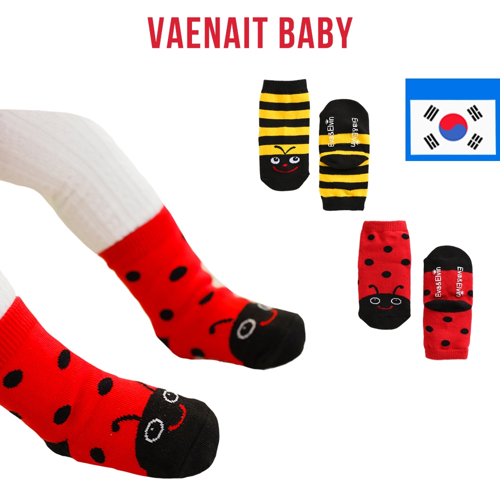 [KOREA Vaenait BABY] ถุงเท้าลําลอง ลายผึ้ง แมลงเต่าทอง 12M-8Y Eva&Elvin สําหรับเด็กวัยหัดเดิน เด็กผู้ชาย เด็กผู้หญิง