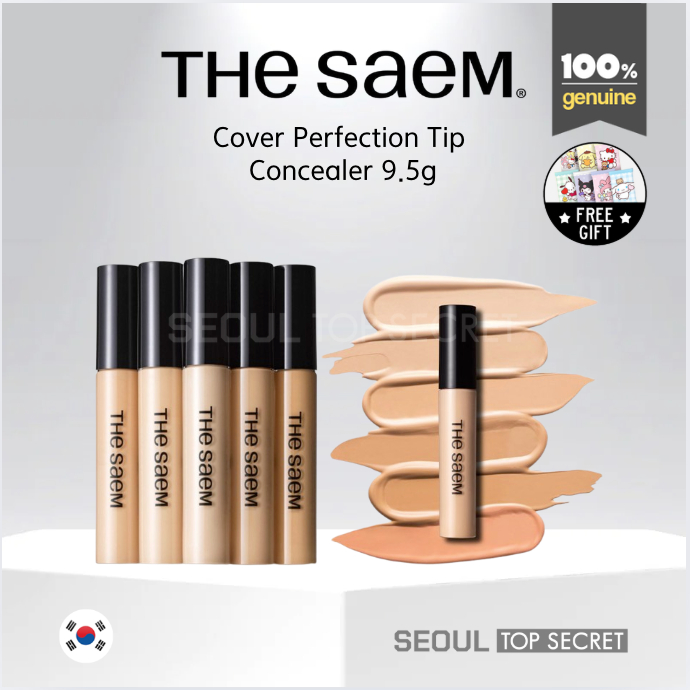 [THE SAEM] Cover Perfection Tip Concealer 9.5g (7 Shades) #Brightener #คอนซีลเลอร์