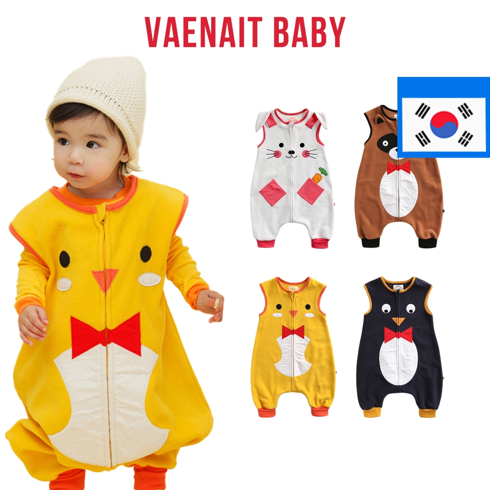 [เกาหลี Vaenait BABY] 1-7 ปี เด็กวัยหัดเดิน เด็กผู้หญิง เด็กผู้ชาย สวมผ้าห่ม นอน ซิป ถุงนอน เสื้อกั๊ก สัตว์ ถุงนอน ผูก