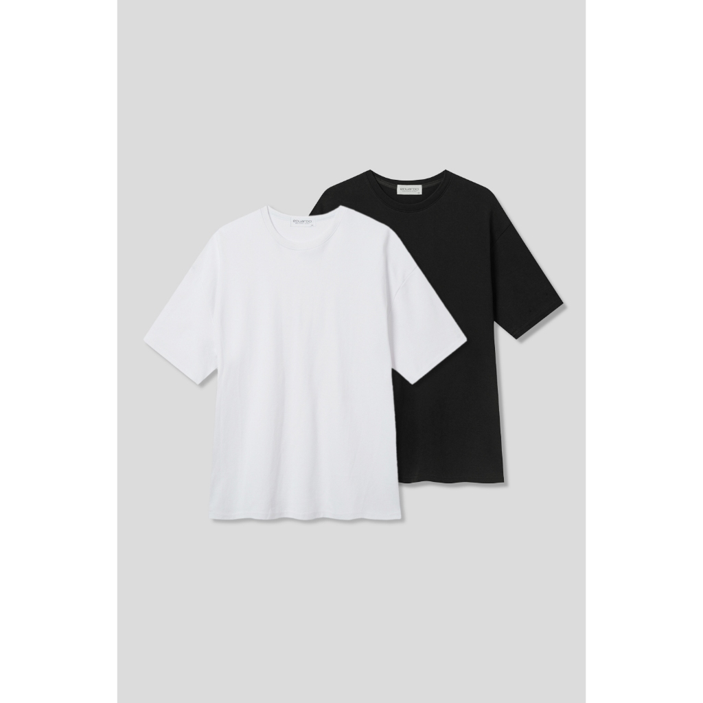 Eduardo เสื้อยืดแขนสั้น โอเวอร์ฟิต สําหรับผู้ชาย 2 แพ็ค