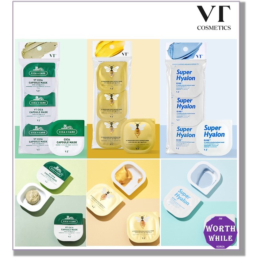 Daiso Korea x VT COSMETICS /VT มาสก์แคปซูลล้างเครื่องสําอาง 3 แบบ /VT CICA, Progross Gold, Super Hya