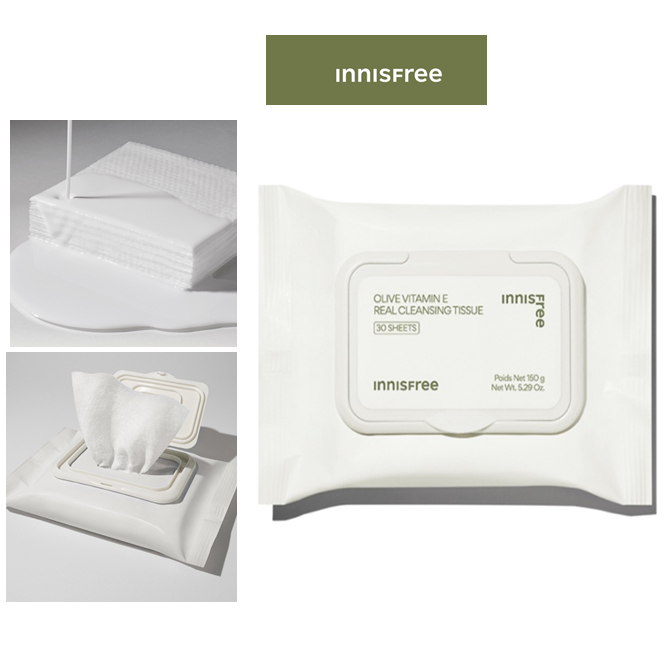 [innisfree] คลีนซิ่ง วิตามินอีมะกอก 30 แผ่น