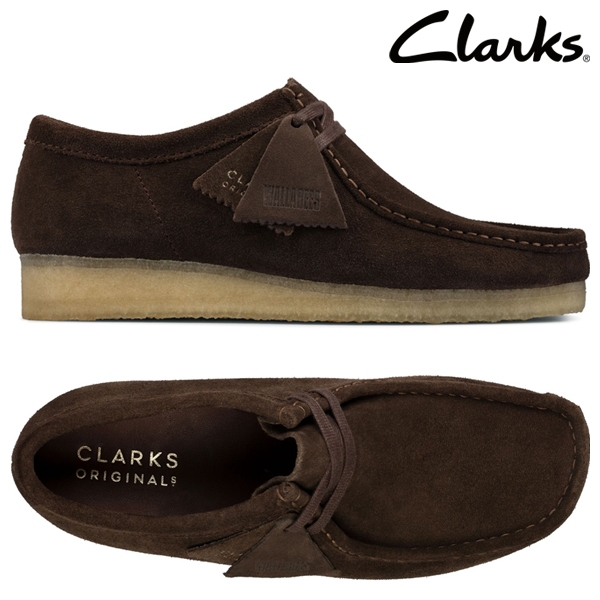 Clarks Originals Wallabee รองเท้าหนังกลับ สีน้ําตาลเข้ม สําหรับผู้ชาย