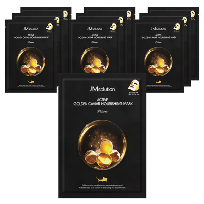 [ผลิตในเกาหลี] Jm Solution Active Golden Caviar Nourishing Mask Prime 30 มล. 10 ชิ้น