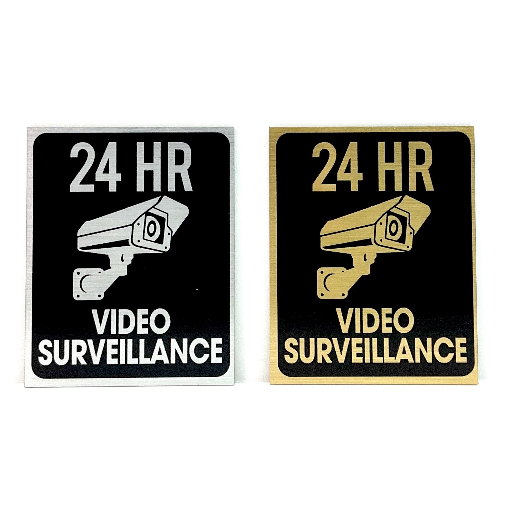24 HR VIDEO SURVEILLANCE SIGNAGE 80 มม. x 100 มม. VIDEO SURVEILLANCE SIGN, ป้าย SECURITY & ป้าย WARN