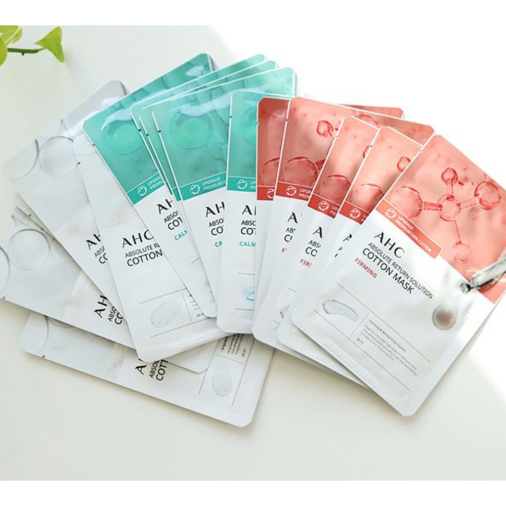 [AHC] Absolute Return Solution cotton MASK มาส์กหน้า ผ้าฝ้ายแท้ 100% 4 แบบ 28 มล. สไตล์เกาหลี เป็นที่นิยม