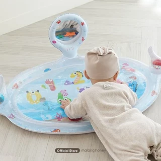 [Malang Honey] IBLIN เบาะน้ำเด็ก Tummy Time – เสื่อเป่าลมเล่นน้ำ พร้อมกระจก & กระดิ่งสี สำหรับทารก 0-3 ปี (84x56 ซม.)