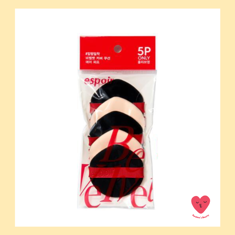 [espoir] พัฟคุชชั่น Be Velvet Air Puff 5 ชิ้น – รูบี้เซลล์ นุ่ม เบา แนบผิว ใช้ได้กับคุชชั่น