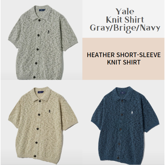 [YALE] Yale HEATHER SHORT-SLEEVE KNIT SHIRT เสื้อยืด Unisex สีกรมท่า/เบจ/เทา