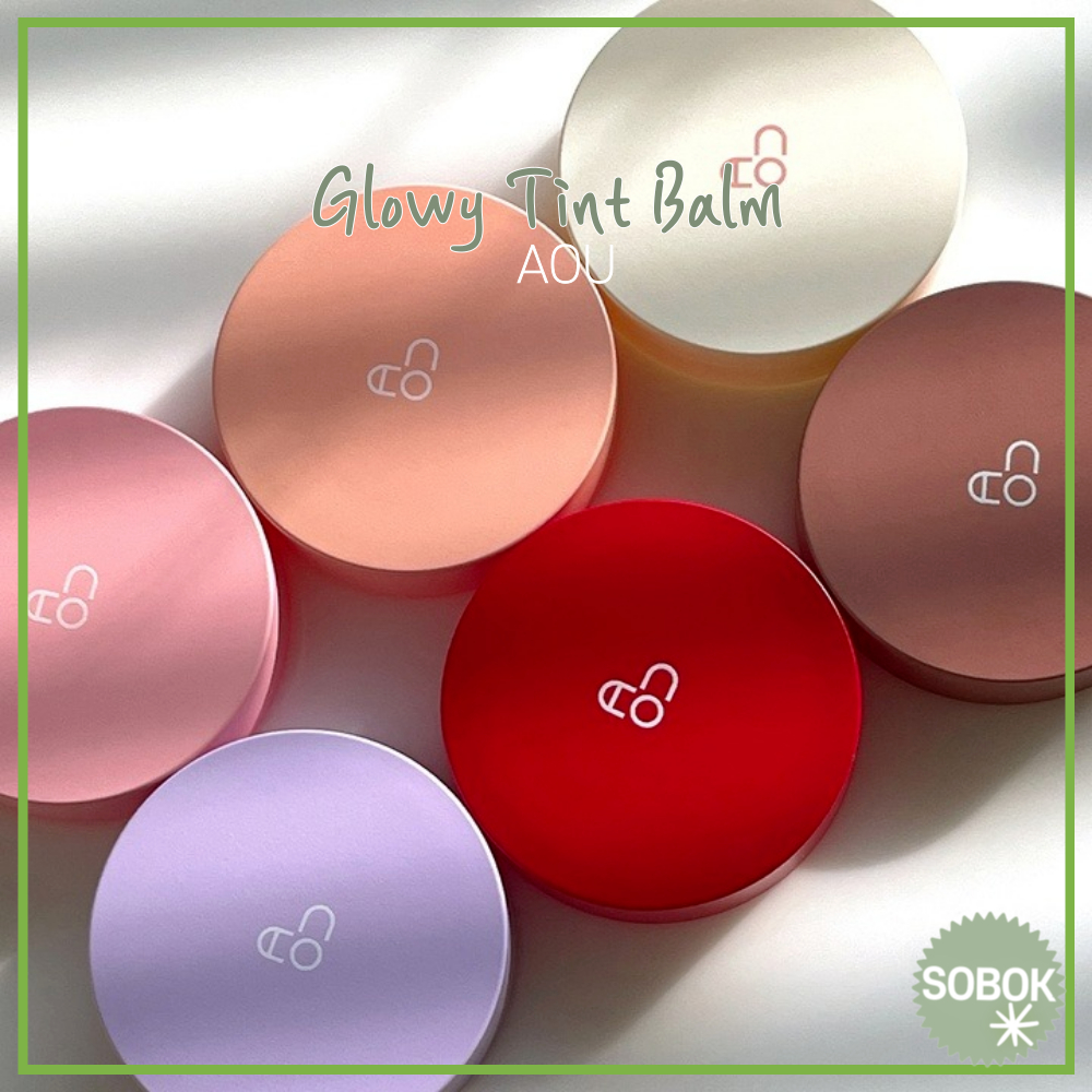 [AOU] (+08 Peppermint Balm) Glowy Tint Balm & Lip brush 9 Color