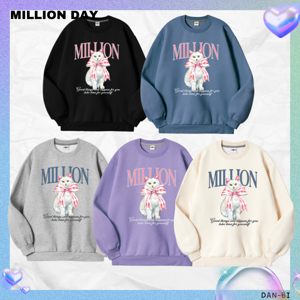 [MILLION Day] MILLION RIBBON CATS เสื้อกันหนาว / 5 สี - 6 ขนาด / ของแท้ 100% / สินค้าเกาหลี