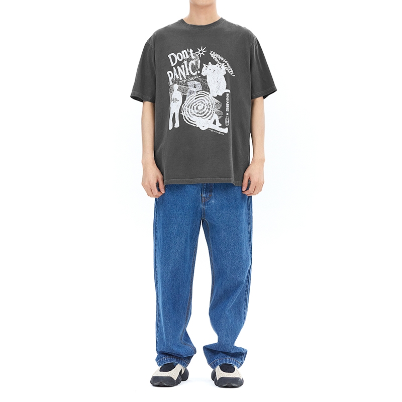 [MAHAGRID] Dont Panic Pigment T-shirt_Unisex_สไตล์เกาหลี