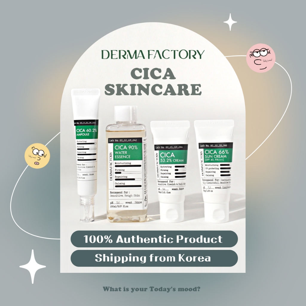 [Derma Factory] Cica Skincare Series | Centella Asiatic Madeca Ampoule Water Essence ครีมกันแดด SPF 40 PA+++ มอยส์เจอร์ไรเซอร์ ลดเลือนริ้วรอย สไตล์เกาหลี