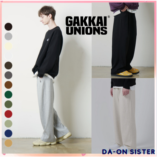 [ Gakkai UNIONS ] UNISEX One-Tuck Wide Sweatpants 13color korea แท้ 100%