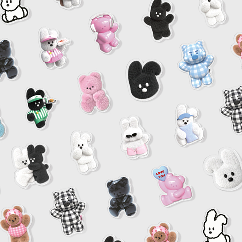 🇰🇷【สมาร์ทโฟนเกาหลี กริปต๊อก】 โปร่งใส, อะคริลิค, ขนาดใหญ่, ป้องกันการตก, คิกสแตนด์, ดีไซน์น่ารัก