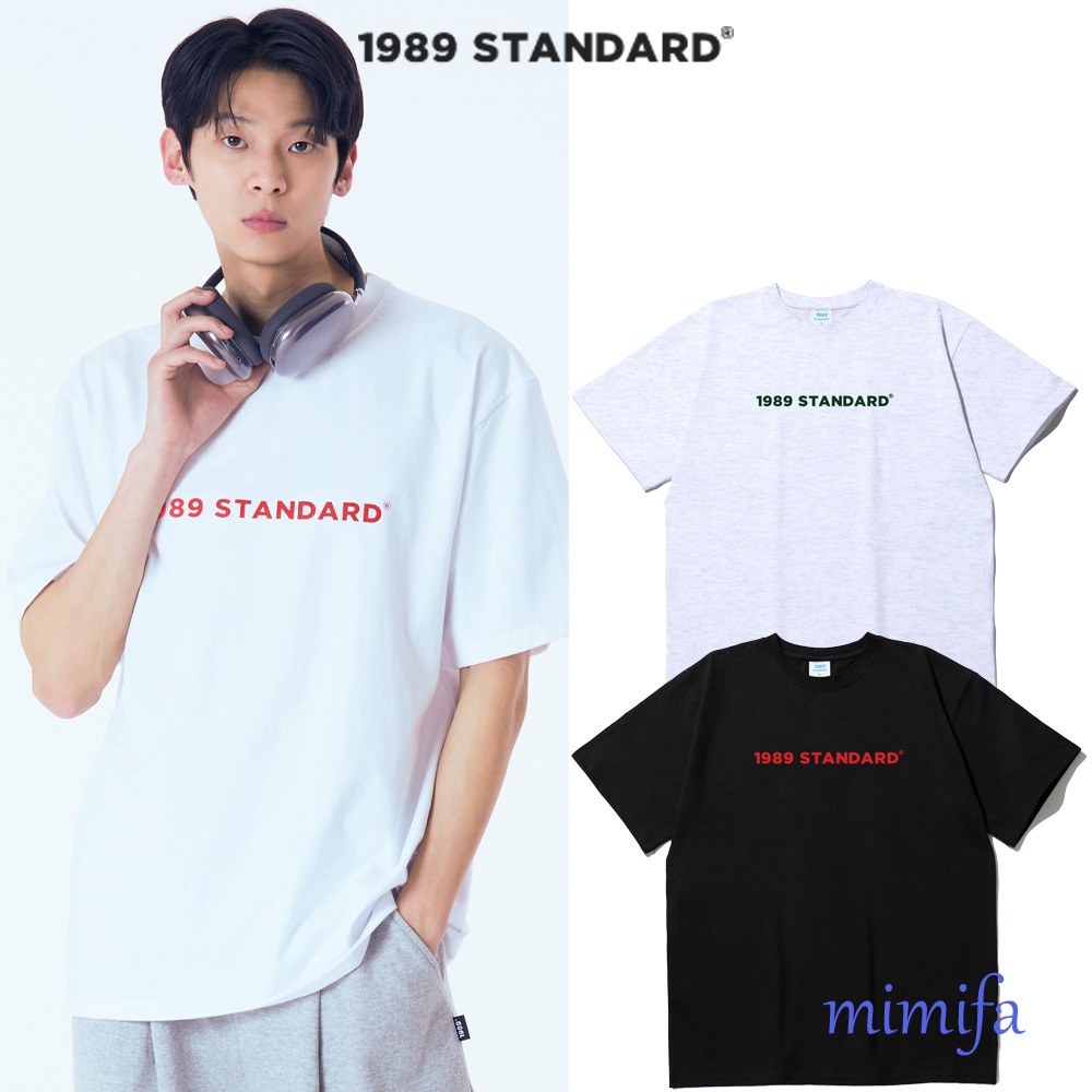 1989 STANDARD 1989 เสื้อแขนสั้น ผ้าฝ้าย พิมพ์ลายโลโก้ STANDARD BASIC ขนาดใหญ่