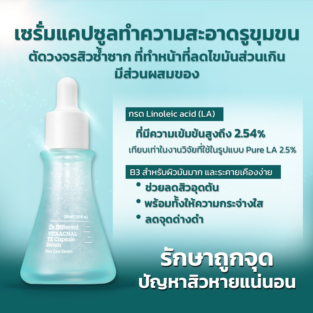 ของขวัญฟรี ตัวอย่างฟรี [Dr.different] Vitaacnal TX capsule serum 30mlเซรั่มแคปซูล 30 มล.