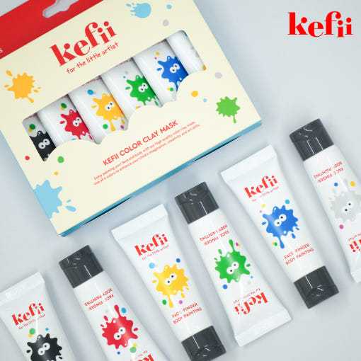 [6 ชิ้น] Kefii Made in Korea Kids Color Mud Mask Pack Face Finger Painting Art Play + แปรงซิลิโคน