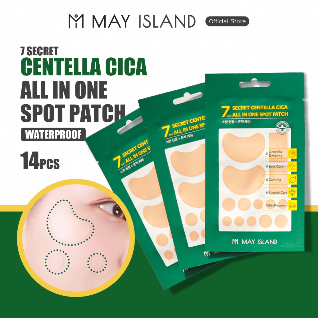 [MAY ISLAND] 7 ความลับ ใบบัวบก CICA แผ่นแปะสิวออลอินวัน 14 ชิ้น | เครื่องสําอาง Oliveyoung VT COSMET