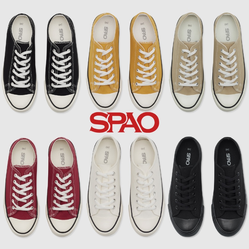 [SPAO] รองเท้าผ้าใบ ข้อสั้น สไตล์เกาหลี เรียบง่าย ใช้ได้ทุกวัน 7 สี SPPGBA8A01; Korea Unisex Sneakers Simple Daily Canvas Shoes Low _ 7 Colors _ SPPGBA8A01