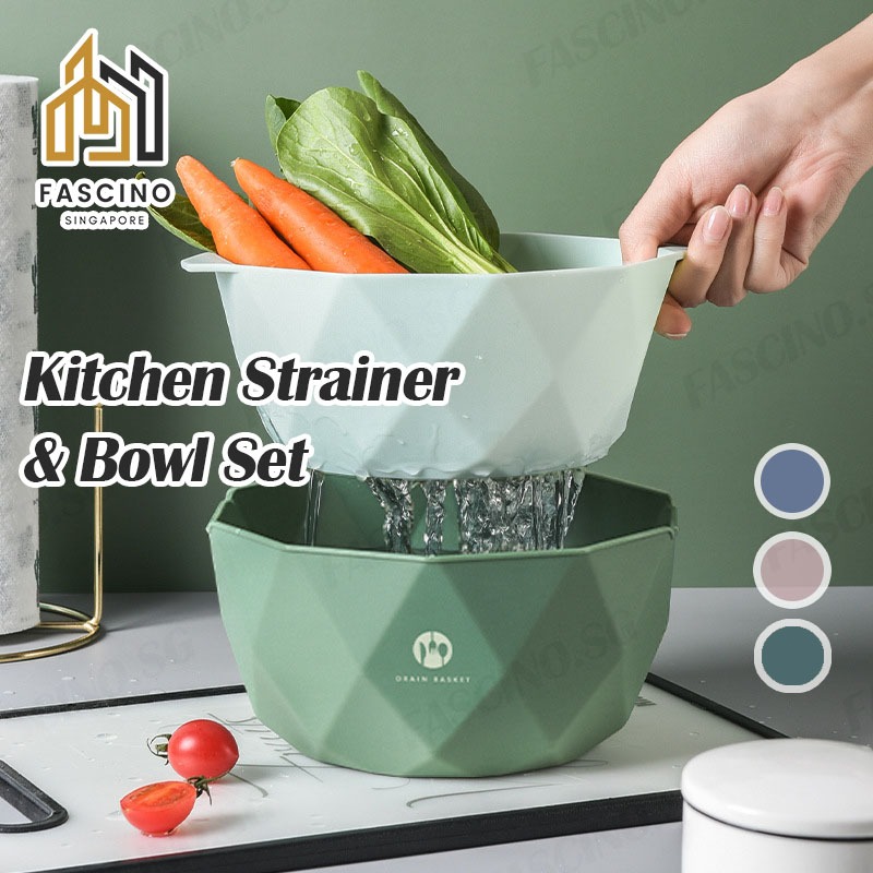 SGColander Bowl Set Kitchen Strainer ผักชามล้างผลไม้ตะกร้าระบายน้ํา