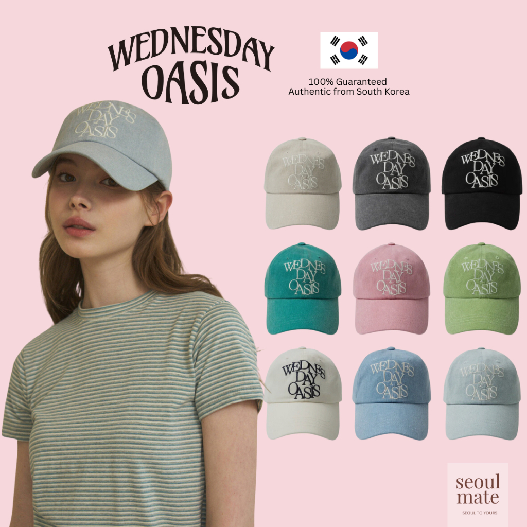 [ Official ] WEDNESDAY OASIS Signature Lettering Pigment Ball Cap (9 สี)