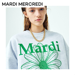 [Mardi Mercredi] เสื้อกันหนาว ลายดอกไม้ สีเขียว