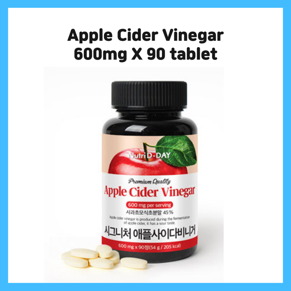 Nutri D Day อาหารเสริมน้ําส้มสายชู แอปเปิ้ลไซเดอร์ - 90 เม็ด | ดีท็อกซ์ ย่อยอาหาร ลดน้ําหนัก | อาหารเสริม apple cider vinegar เม็ด
