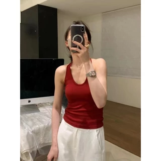 Vogue🌟พร้อมส่ง🌟 เสื้อกล้าม มีฟองน้ำ ผ้าร่องเล็ก สีพื้นยืดกำลังดี (FY298)