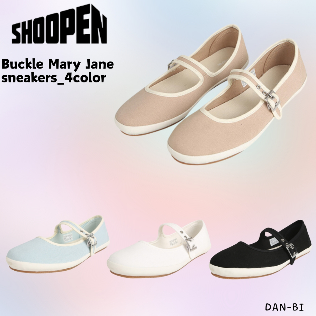 [SHOOPEN] รองเท้าผ้าใบ Mary Jane หัวเข็มขัด _4 สี / สินค้า KR ของแท้ 100% / ส่งเร็วจาก KR