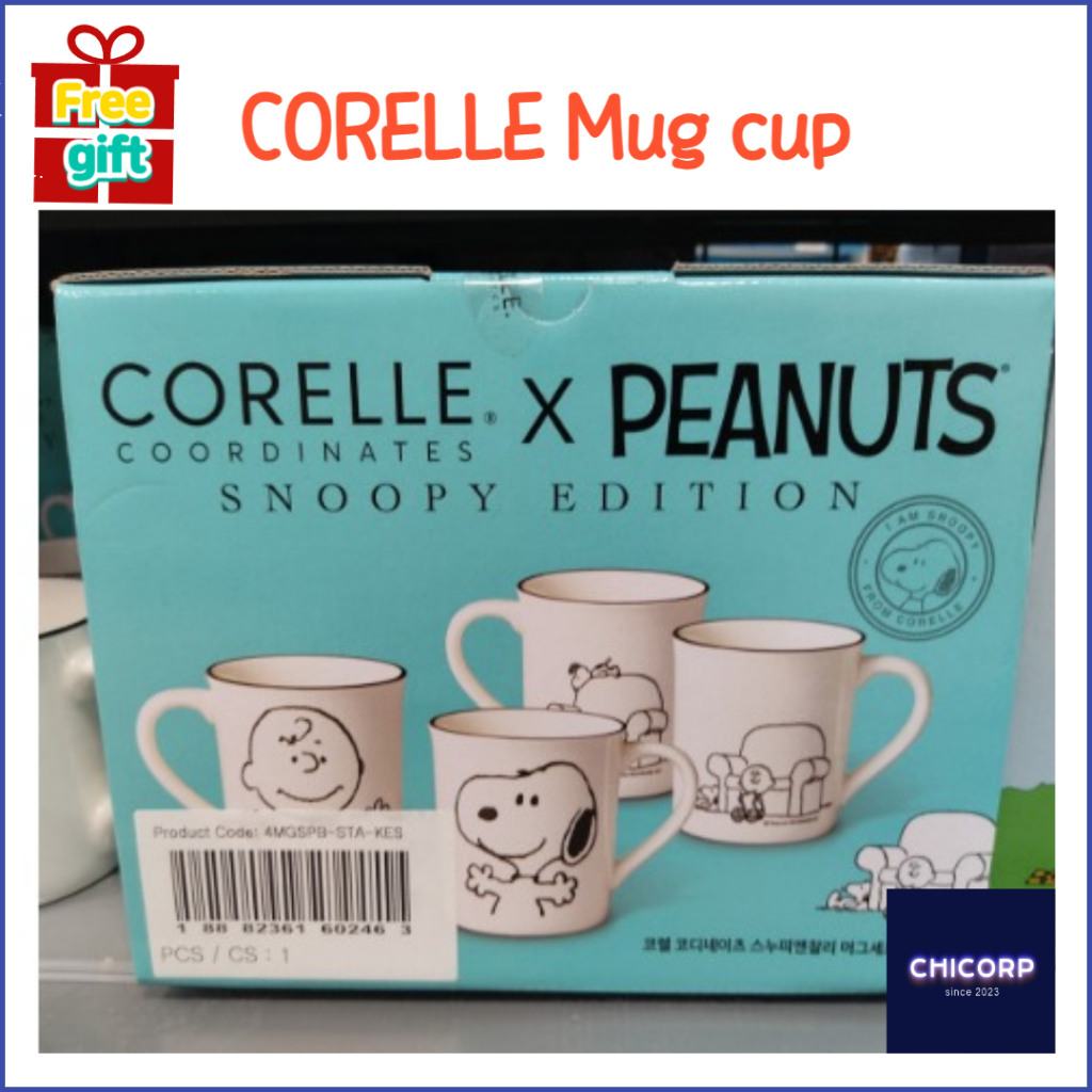 Corelle Korea edition Snoopy and Charlie Brown แก้วมัค ไม่แตกหัก 380 มล. 4 ชุด