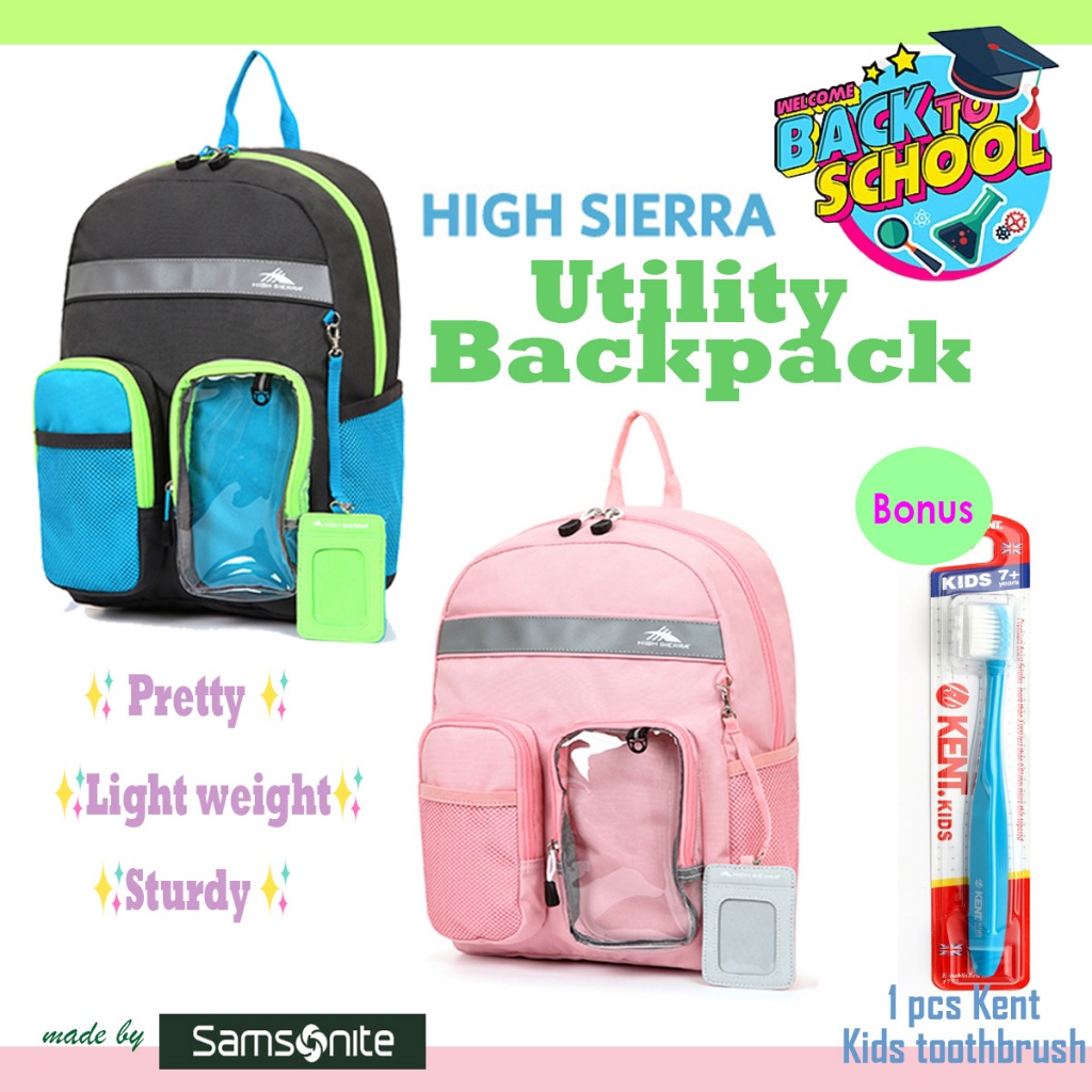 [HIGH Sierra] Utility Backpack กระเป๋าเป้สะพายหลังกันน้ำ น้ำหนักเบา สบาย เหมาะสำหรับนักเรียนชั้นประถมศึกษา กระเป๋า SAMSONITE สไตล์เกาหลี สำหรับเด็กชั้นประถมศึกษา
