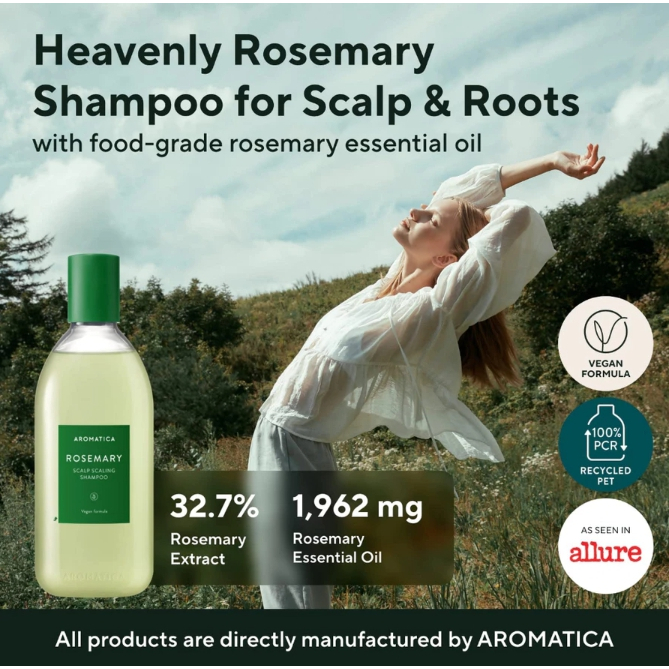 [AROMATICA] Rosemary Scalp Scaling Vegan Shampoo, Treatment, Scalp Scrub, Anti Hair Loss Tonic, Root Enhancer ราคา ถูกที่สุด ดีลบีเคเค แกลเลอรีภาพที่ 3