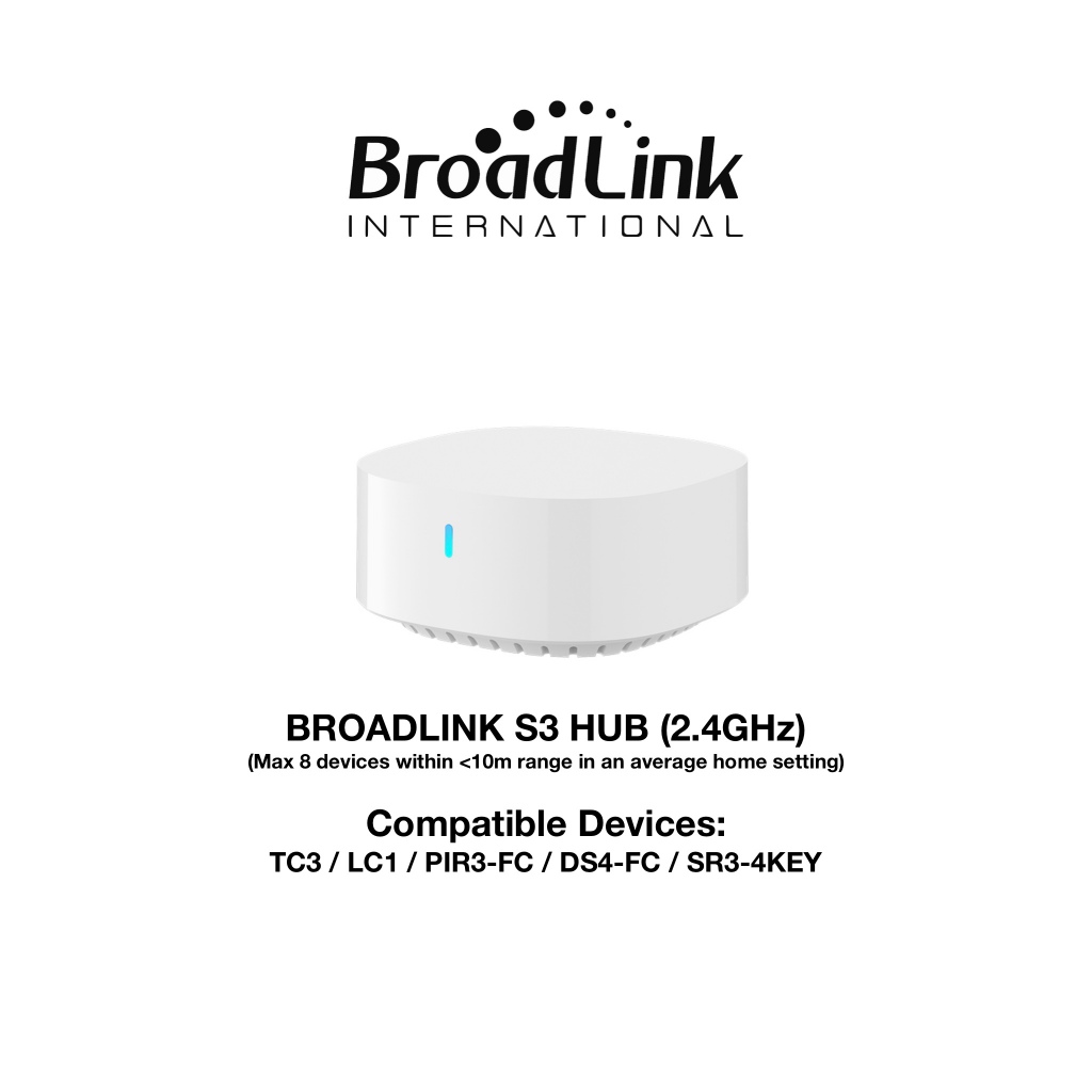 ฮับ BroadLink S3 | ฮับบ้านอัจฉริยะสําหรับ TC3, LC1, PIR3-FC, DS4-FC, SR3-4KEY | แกดเจ็ตสมาร์ทโฮม
