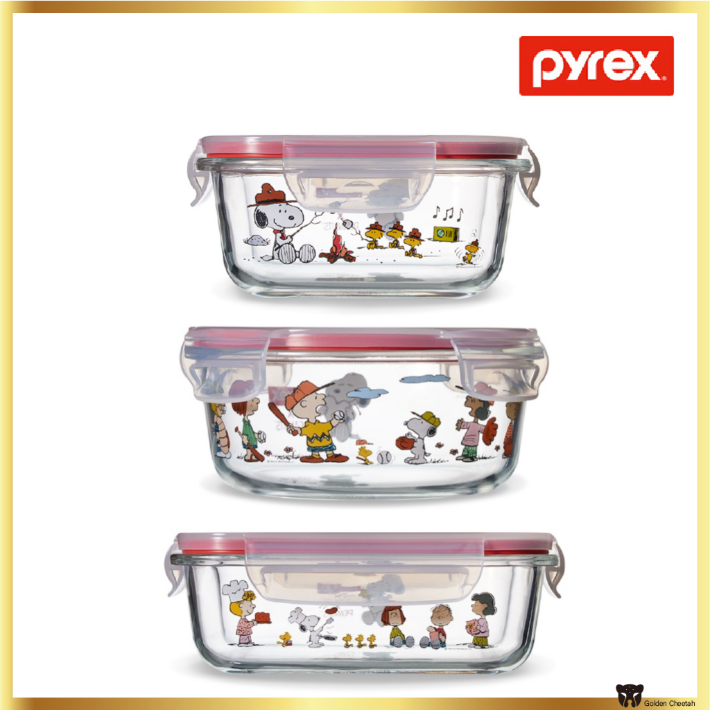 Pyrex Snoopy กล่องแก้วใส่อาหาร 4 ด้าน