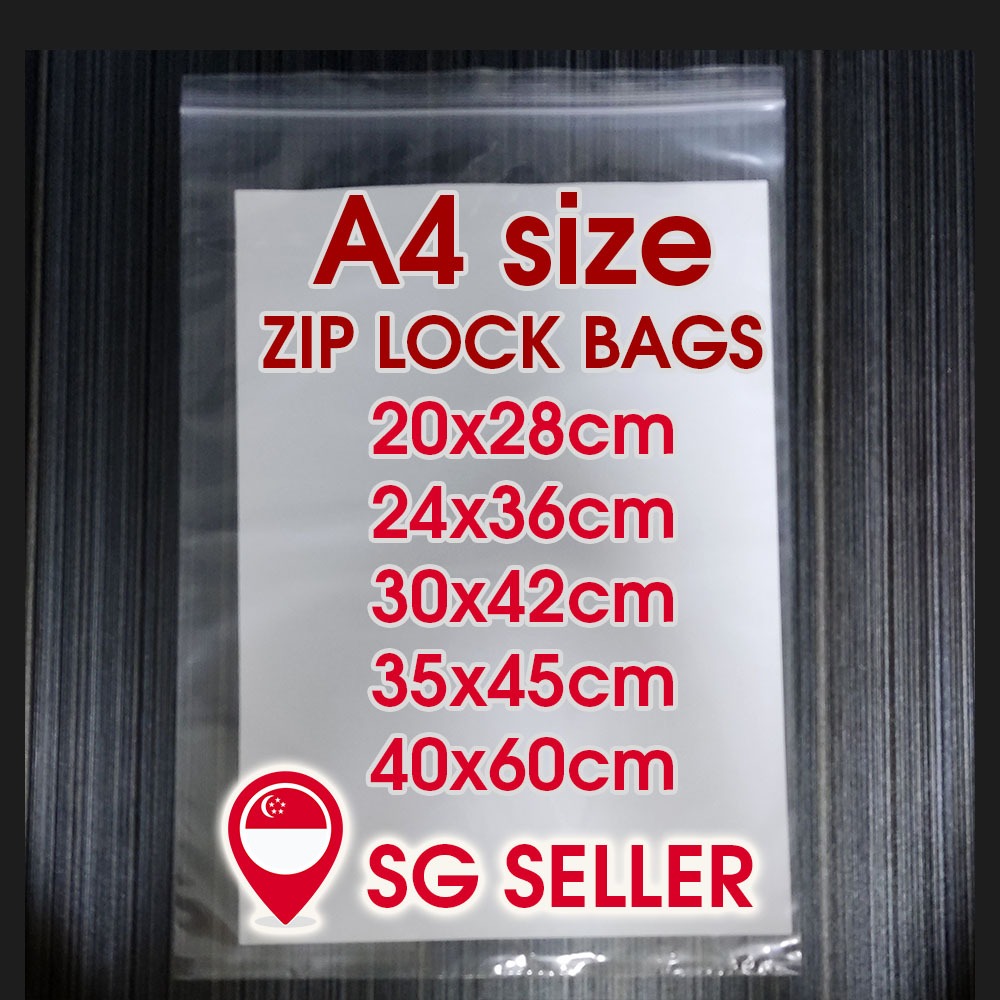 SG ถุงซิปล็อค กระดาษ A4 ถุงซิปล็อค กระเป๋าพลาสติกใส กระเป๋า Ziploc ขนาดใหญ่ ถุงซิปล็อคขนาดใหญ่ เสื้อ