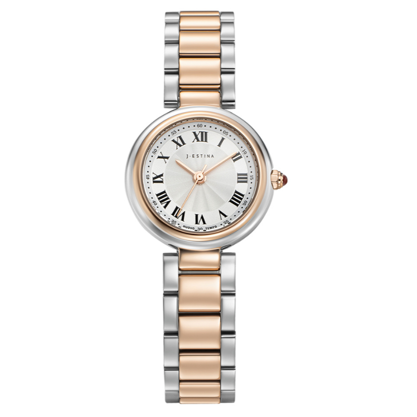 J.estina Nuovo Tempo Round Metal Watch (Rose Combi / Silver)