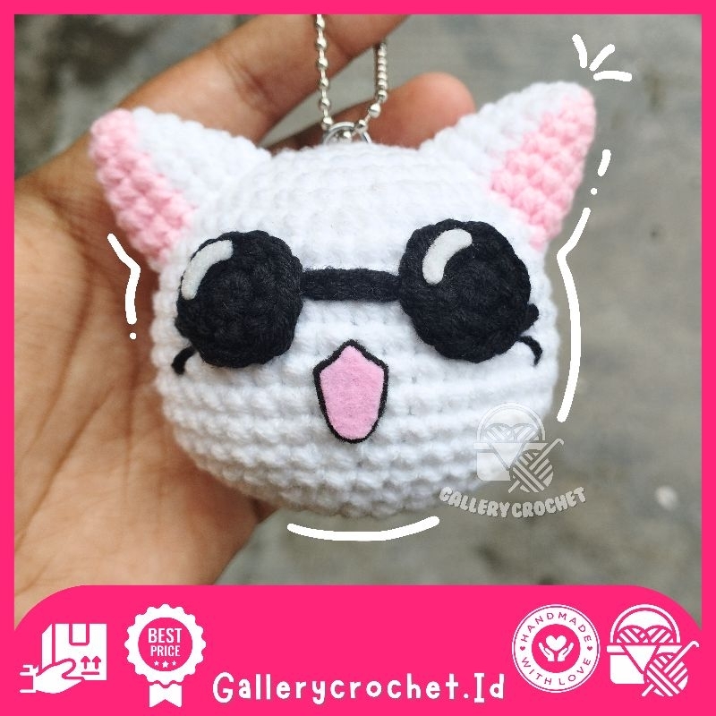 GANTUNGAN Amigrumi gojo cat พวงกุญแจถัก | พวงกุญแจแมว Amigurumi gojo