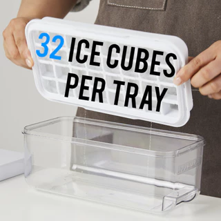 HOUSIMPLE STACKPUSH ถาดน้ำแข็ง Ice Cube Maker ซิลิโคนพร้อมฝาปิดสำหรับตู้เย็นกล่องเก็บคอนเทนเนอร์