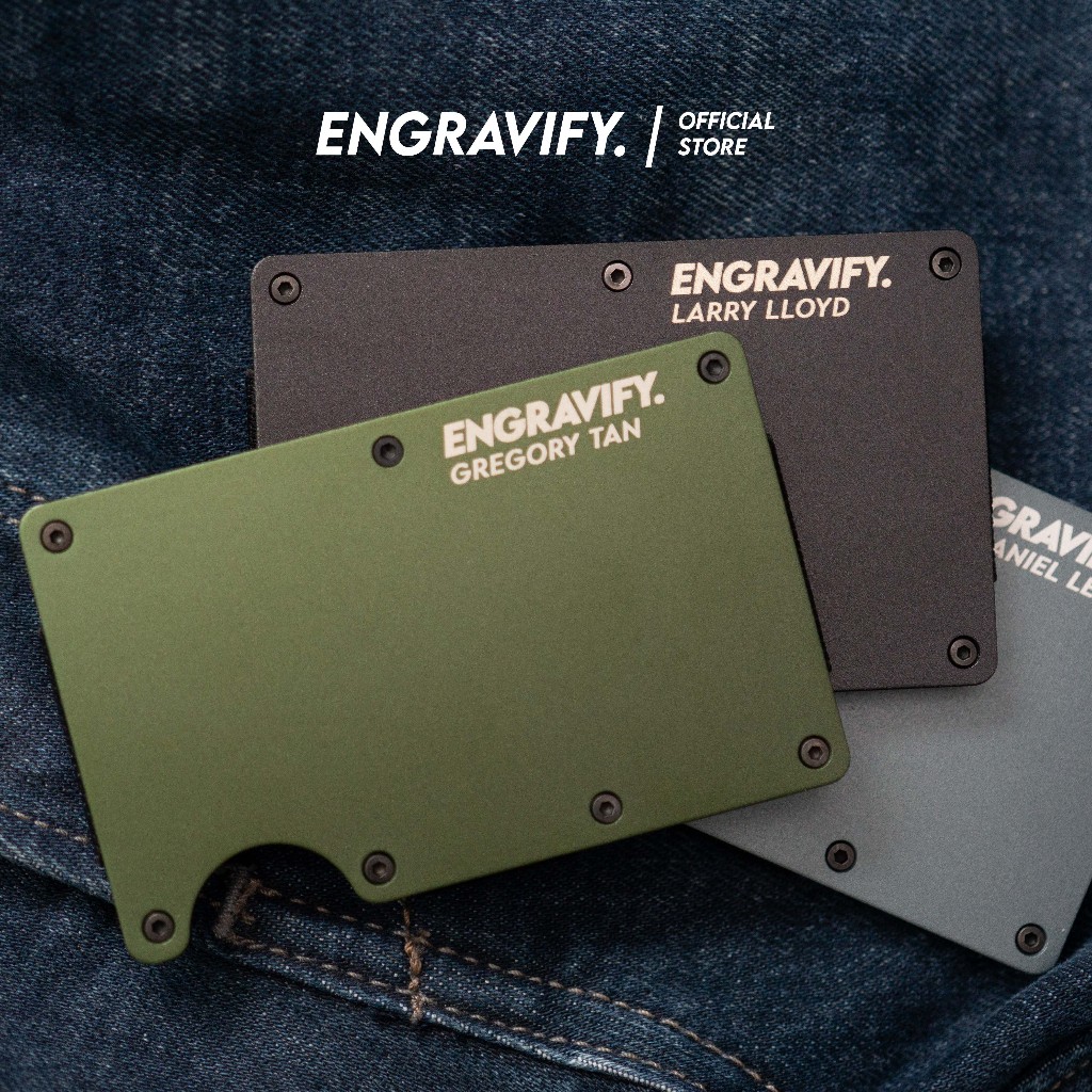 ENGRAVIFY Custom Name Minimalist Slim Men Wallet - RFID Wallet Name Card Holder Wallet - Wallet Men Ridge