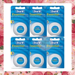 Oral B Essential Floss ไหมขัดฟัน 50 ม. * 6EA (พื้นฐาน / มิ้นท์)
