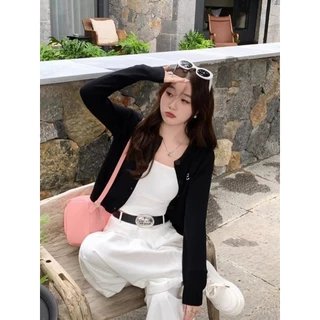 Vogue🌟พร้อมส่ง🌟 เสื้อคาดิแกรนไหมพรม แขนยาว คอกลม ปักฌบว์ที่หน้าอก (Z-YX12)