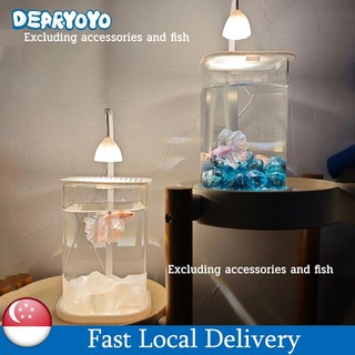 🐶🔥Betta Tank Night Light Decoration Creative Glass Tank Desktop Viewing Suitable for  Small Fish