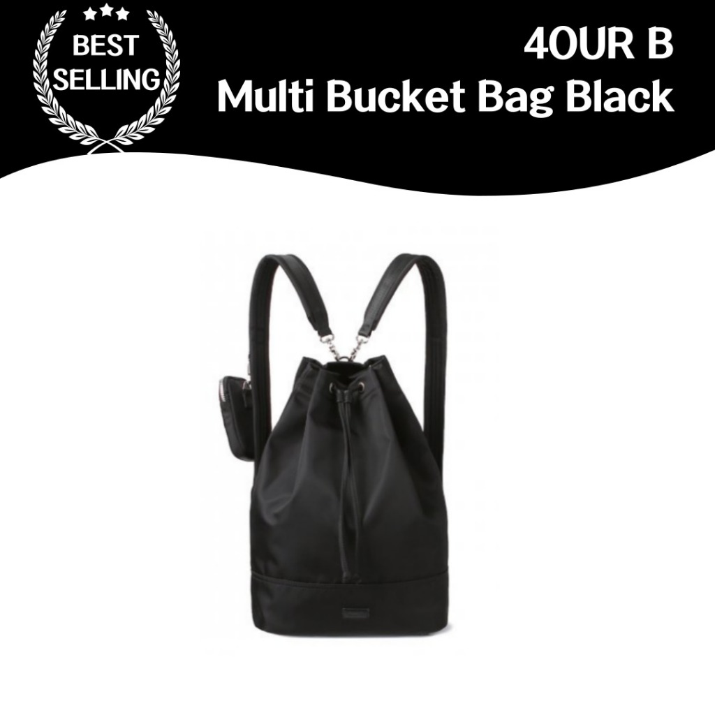 4our B กระเป๋าถือ ทรงบักเก็ต อเนกประสงค์ ทนทาน สีดํา แฟชั่น สําหรับทุกเพศ ทุกวัย