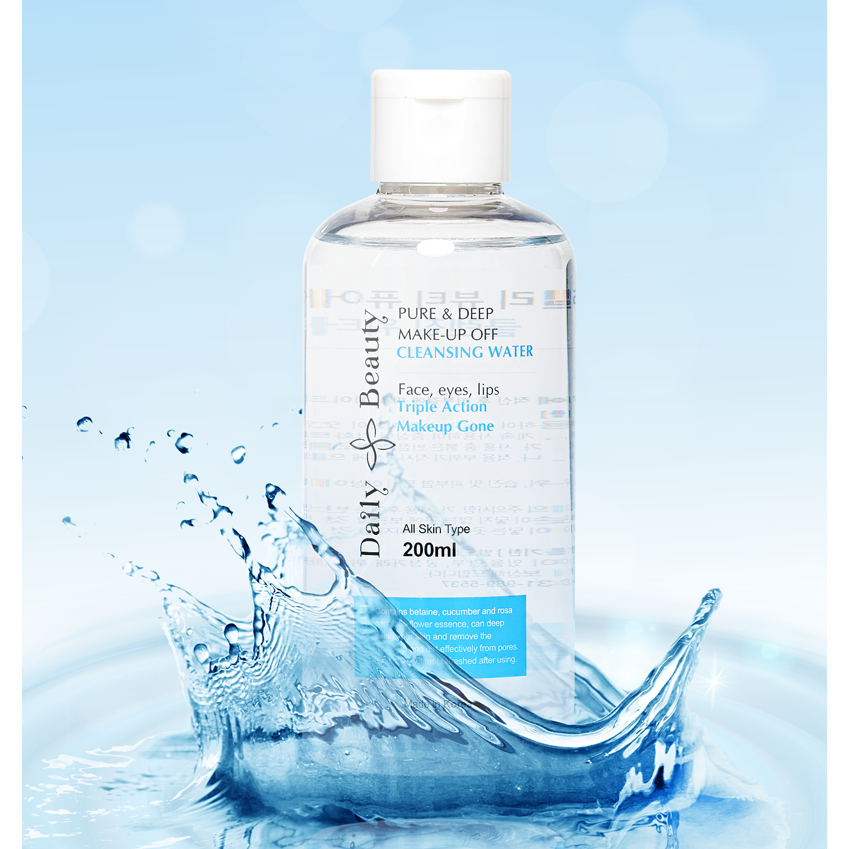 Daily Beauty Pure &amp; Deep Make-up Cleansing Water คลีนเซอร์ทําความสะอาดผิวหน้า สูตรอ่อนโยน ผลิตในเกาหลี 200 มล.